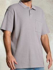 Koszulka polo - szary. Szare koszulki polo sportowe Sinsay, l, bez wzorów, bez kołnierzyka, bez ramiączek. W wyprzedaży za 29.99 zł.