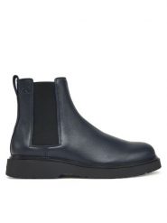Calvin Klein Sztyblety Combat Ess Chelsea Boot Lth YM0YM01374 Granatowy. Niebieskie botki sznurowane CALVIN KLEIN, bez wzorów, ze skóry, bez obcasa, bez zapięcia. Za 699.99 zł.