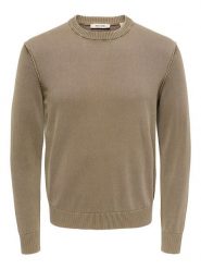 ONLY & SONS Sweter w kolorze szarobrązowym rozmiar: L. Brązowe swetry nierozpinane Only & Sons, l, bez wzorów, z bawełny, bez kołnierzyka, bez ramiączek. Za 124.95 zł.