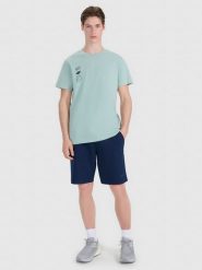 4F Spodenki dresowe męskie - granatowe XL. Niebieskie krótkie spodenki sportowe 4F, l, bez wzorów, z bawełny. Za 129.99 zł.