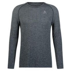 Koszulka z długim rękawem do biegania męska Odlo ESSENTIAL SEAMLESS. Szare bluzki z długim rękawem ODLO, m, bez wzorów, bez kołnierzyka, bez ramiączek. W wyprzedaży za 237.45 zł.