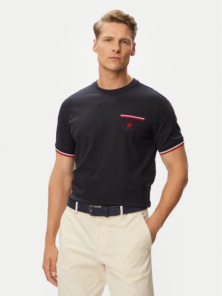 Beverly Hills Polo Club T-Shirt P-SS26M-TS0112 Granatowy Regular Fit. Niebieskie koszulki polo Beverly Hills Polo Club, m, bez wzorów, z bawełny, bez kołnierzyka, bez ramiączek. Za 129.99 zł.