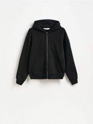 Bawełniana bluza z kapturem - czarny. Czarne bluzy z kapturem Reserved, l, bez wzorów, z bawełny, z kapturem. Za 139.99 zł.