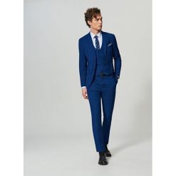Spodnie garniturowe slim fit - Niebieski. Eleganckie spodnie Reserved. Za 149.99 zł.