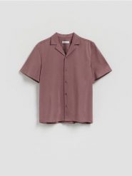 Koszula boxy z lyocellem - fioletowy. Fioletowe koszule Reserved, l, bez wzorów, z dzianiny, bez kołnierzyka, bez ramiączek. Za 139.99 zł.