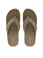 Calvin Klein Jeans Japonki Thong+ Cv YM0YM01235 Khaki. Brązowe japonki Calvin Klein Jeans, bez wzorów, z jeansu. Za 129.99 zł.