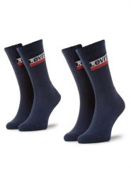 Levi's® Zestaw 2 par wysokich skarpet męskich 902012-001 Granatowy. Niebieskie skarpety bez wzorów, z materiału. Za 29.99 zł.