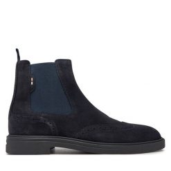 Sztyblety BOSS. Niebieskie botki sznurowane Boss, bez wzorów, bez obcasa, bez zapięcia. Za 1,149.00 zł.