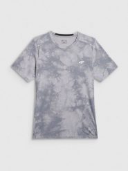 4F Koszulka treningowa regular szybkoschnąca męska - szara XXL. Szare t-shirty 4F, m, bez wzorów, z materiału, bez kołnierzyka, bez ramiączek. Za 139.99 zł.