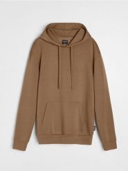 Bluza hoodie basic - brązowy. Brązowe bluzy bez kaptura Sinsay, l, bez wzorów, bez kaptura. W wyprzedaży za 19.99 zł.