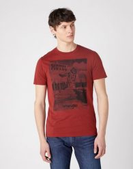 MĘSKI T-SHIRT WRANGLER SS MOTEL TEE RUSTY BROWN W7G3D3H11 112131829. Brązowe t-shirty Wrangler, m, bez wzorów, bez kołnierzyka, bez ramiączek. Za 69.99 zł.