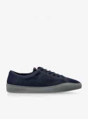 Buty outdoor męskie Camper Peu Touring. Niebieskie buty turystyczne Camper, z aplikacjami, z materiału, bez zapięcia, outdoorowe. Za 467.49 zł.