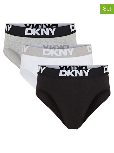 DKNY Slipy (3 pary) w kolorze czarno-biało-szarym rozmiar: XL. Białe slipki DKNY, xl, bez wzorów. Za 66.45 zł.