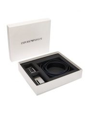 Emporio Armani Pasek Męski Y4S498 YLP4E 81285 Granatowy. Niebieskie paski Emporio Armani, bez wzorów, ze skóry. Za 739.99 zł.