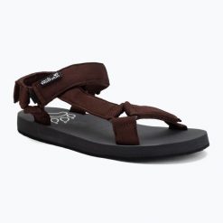 Sandały męskie Jack Wolfskin Taiga. Brązowe sandały Jack Wolfskin, z gumy, bez zapięcia. Za 279.99 zł.