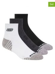 Skechers Skarpety (3 pary) w kolorze antracytowo-czarno-białym rozmiar: 43-46. Białe skarpety Skechers, bez wzorów, ze splotem. Za 26.99 zł.