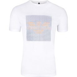 T-shirt Armani Jeans White. Białe t-shirty Armani Jeans, m, bez wzorów, z jeansu, bez kołnierzyka, bez ramiączek. Za 129.00 zł.