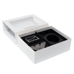 Pasek Męski Emporio Armani. Czarne paski Emporio Armani, bez wzorów. Za 679.99 zł.