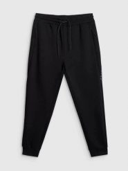 Spodnie treningowe joggery z technicznego materiału męskie czarne 4F Czarny L. Czarne joggery i bojówki 4F, l, bez wzorów, z dzianiny. Za 159.99 zł.