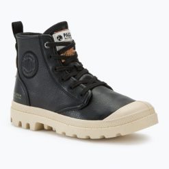 Buty Palladium Pampa Hi Re-Vegan LTH black. Czarne buty trekkingowe Palladium, bez wzorów, bez zapięcia. Za 539.99 zł.