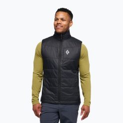 Bezrękawnik męski Black Diamond Solution Vest. Czarne bezrękawniki Black Diamond, m, bez wzorów, bez kołnierzyka, bez ramiączek. Za 619.99 zł.