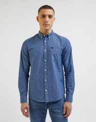 LEE MĘSKA KOSZULA LEE BUTTON DOWN NAVY 112341756 L880013678. Niebieskie koszule Lee, l, bez wzorów, bez kołnierzyka, bez ramiączek. Za 179.99 zł.