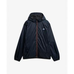 Windbreaker Superdry. Niebieskie kurtki przeciwdeszczowe Superdry, bez wzorów, z softshellu, bez kaptura. Za 419.90 zł.
