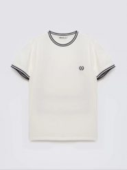 Koszulka męska z kontrastowym wykoŅczeniem biała Polias 100. Białe t-shirty BIG STAR, l, bez wzorów, z bawełny, bez kołnierzyka, bez ramiączek. Za 99.99 zł.