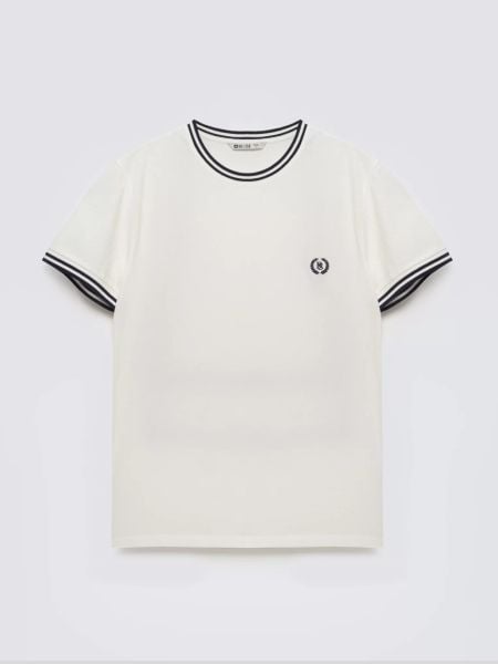 Koszulka męska z kontrastowym wykoŅczeniem biała Polias 100. Białe t-shirty BIG STAR, l, bez wzorów, z bawełny, bez kołnierzyka, bez ramiączek. Za 99.99 zł.