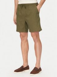 Tommy Hilfiger Szorty materiałowe Dover MW0MW44356 Zielony ciemny Regular Fit. Zielone szorty Tommy Hilfiger, m, bez wzorów, ze lnu. Za 409.99 zł.