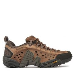 Trekkingi Merrell. Brązowe buty trekkingowe Merrell, bez wzorów, bez zapięcia. Za 319.99 zł.