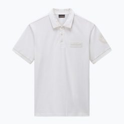 Koszulka polo męska Napapijri E-Amundsen. Białe koszulki polo sportowe Napapijri, l, bez wzorów, bez kołnierzyka, bez ramiączek. Za 249.99 zł.