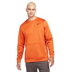 Bluza sportowa męska Nike Therma. Brązowe bluzy bez kaptura Nike, l, bez wzorów, z materiału, bez kaptura. Za 289.99 zł.