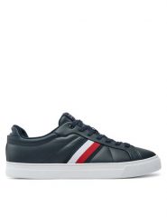 Tommy Hilfiger Sneakersy Icon Court Lth Stripes FM0FM05163 Granatowy. Niebieskie buty sportowe casual Tommy Hilfiger, bez wzorów, ze skóry, bez zapięcia. Za 329.99 zł.
