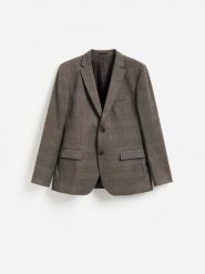 Marynarka slim fit w kratę - brązowy. Brązowe marynarki Reserved, l, bez wzorów, z tkaniny. Za 359.99 zł.