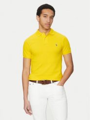 Polo Ralph Lauren Polo 710536856446 Żółty Slim Fit. Żółte koszulki polo Polo Ralph Lauren, m, bez wzorów, z bawełny, bez kołnierzyka, bez ramiączek. Za 369.99 zł.