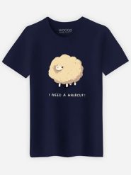 WOOOP Koszulka "Haircut Sheep" w kolorze granatowym rozmiar: S. Niebieskie bezrękawniki Wooop, s, bez wzorów, z bawełny, bez kołnierzyka, bez ramiączek. Za 56.99 zł.