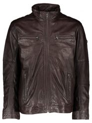 Bugatti Skórzana kurtka w kolorze ciemnobrązowym rozmiar: 52. Brązowe kurtki Bugatti, bez wzorów, ze skóry, bez kaptura. Za 891.99 zł.