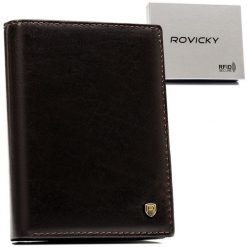 Portfel męski Rovicky N575-RVT c. brązowy. Brązowe portfele ROVICKY, bez wzorów, ze skóry. Za 74.00 zł.