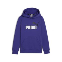 Młodzieżowa bluza z kapturem i dużym dwukolorowym logo Essentials+ PUMA. Niebieskia bluzy z kapturem Puma, m, bez wzorów, z materiału, z kapturem. W wyprzedaży za 182.45 zł.
