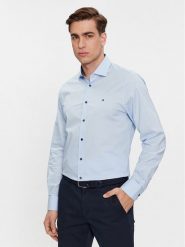 Tommy Hilfiger Koszula Cl Stretch Poplin Contrast Shirt MW0MW34259 Błękitny Regular Fit. Niebieskie koszule Tommy Hilfiger, m, bez wzorów, z bawełny, bez kołnierzyka, bez ramiączek. Za 349.99 zł.