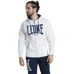 Bluza z bawełna z kaptur na co dzień na siłownię. Białe bluzy LEONE 1947 APPAREL, bez wzorów, z bawełny, bez kaptura. W wyprzedaży za 136.83 zł.