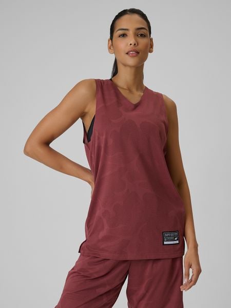 4F Koszulka do koszykówki loose szybkoschnąca uniseks - burgundowa M. Czerwone t-shirty 4F, m, bez wzorów, bez kołnierzyka, bez ramiączek. Za 119.99 zł.
