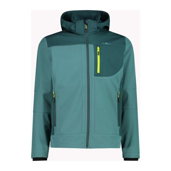 Kurtka z zamkiem błyskawicznym z kapturem CMP. Zielone kurtki CMP, bez wzorów, z softshellu, z kapturem. Za 331.50 zł.