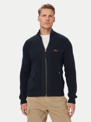 Aeronautica Militare Kardigan 262MA1664UL00409 Granatowy Regular Fit. Niebieskie swetry rozpinane Aeronautica Militare, m, bez wzorów, z bawełny, bez kołnierzyka, bez ramiączek. Za 954.99 zł.