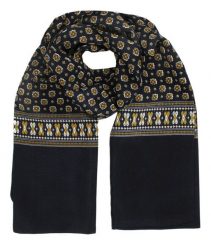 Męski Szalik Elegancki, Miękki, Dwustronny, Śliski - ALTIES - Granatowy w Geometryczny Wzór. Niebieskie szaliki Alties, bez wzorów, z materiału. Za 55.00 zł.