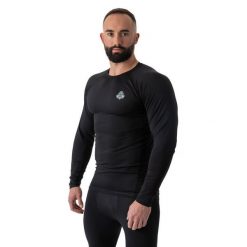 Rashguard do MMA męski DBX Bushido BlackRSL z długim rękawem. Białe odzież kompresyjna DBX BUSHIDO, l, bez wzorów, z materiału, do biegania. Za 142.99 zł.