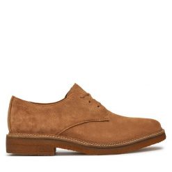 Półbuty Clarks. Brązowe eleganckie półbuty Clarks, bez wzorów, bez obcasa, bez zapięcia. Za 629.99 zł.