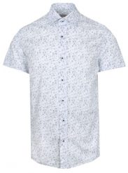Męska Koszula Typu Casual (Weekendowa) - Pako Jeans - Biała, Drobne Listki. Białe koszule Pako Jeans, l, bez wzorów, z bawełny, bez kołnierzyka, bez ramiączek. Za 169.00 zł.