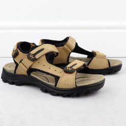 Skórzane sandały męskie na rzepy camel Vanhorn 28302. Brązowe sandały Vanhorn, ze skóry, bez zapięcia. Za 169.99 zł.